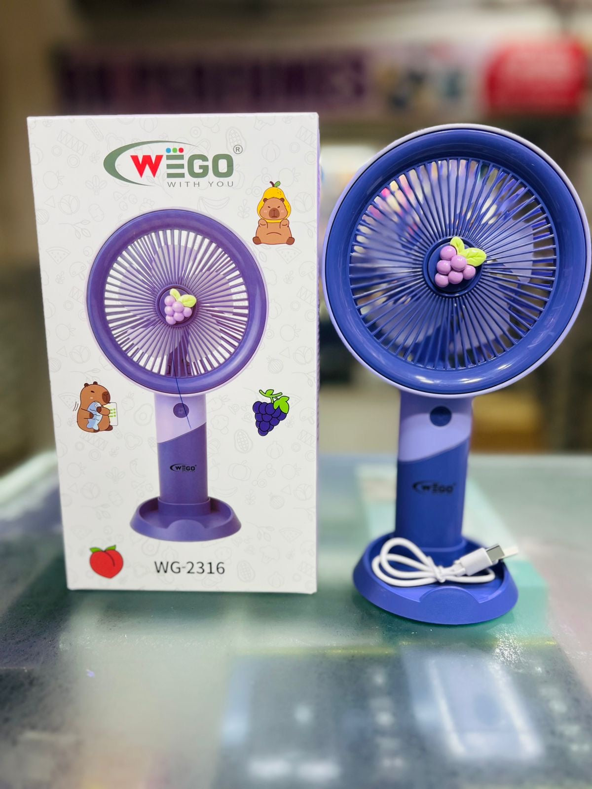 WEGO WG-2316 Rechargeable Mini Fan | Portable USB Desk Fan for Home & Travel