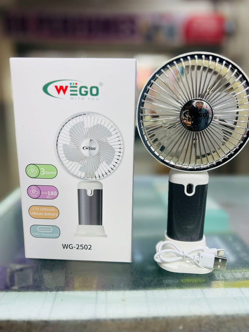 WEGO WG-2502 Rechargeable Portable Fan | USB Charging Mini Desk Fan