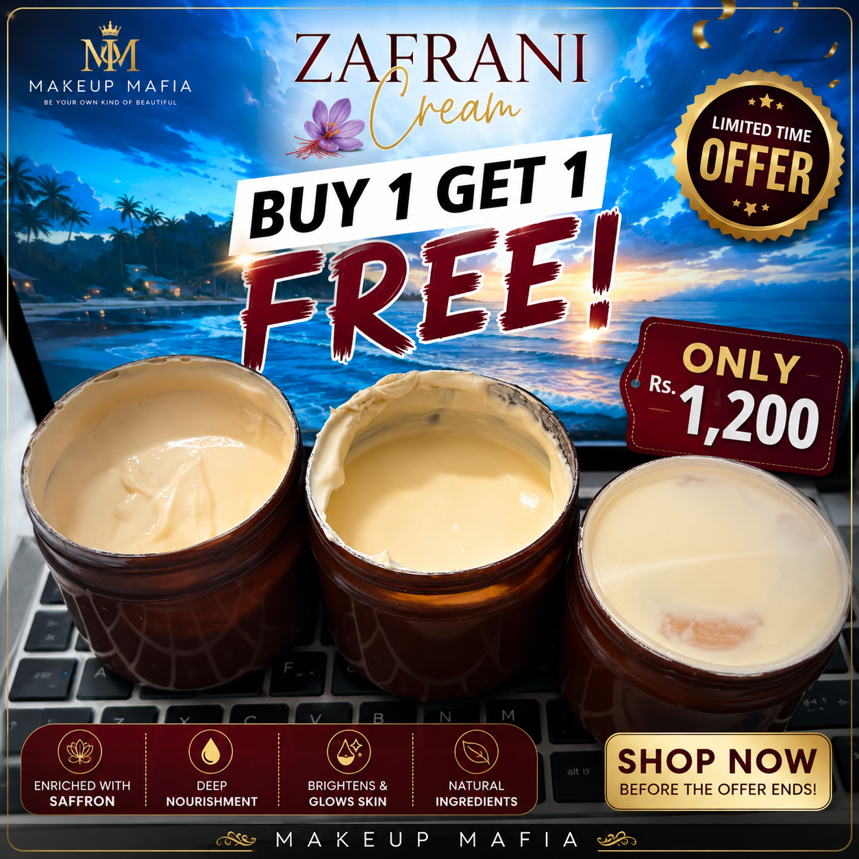 Zafrani Cream – Naturally Bright & Glowing Skin (250 gm) | BUY 1 GET 1 FREE OFFER |