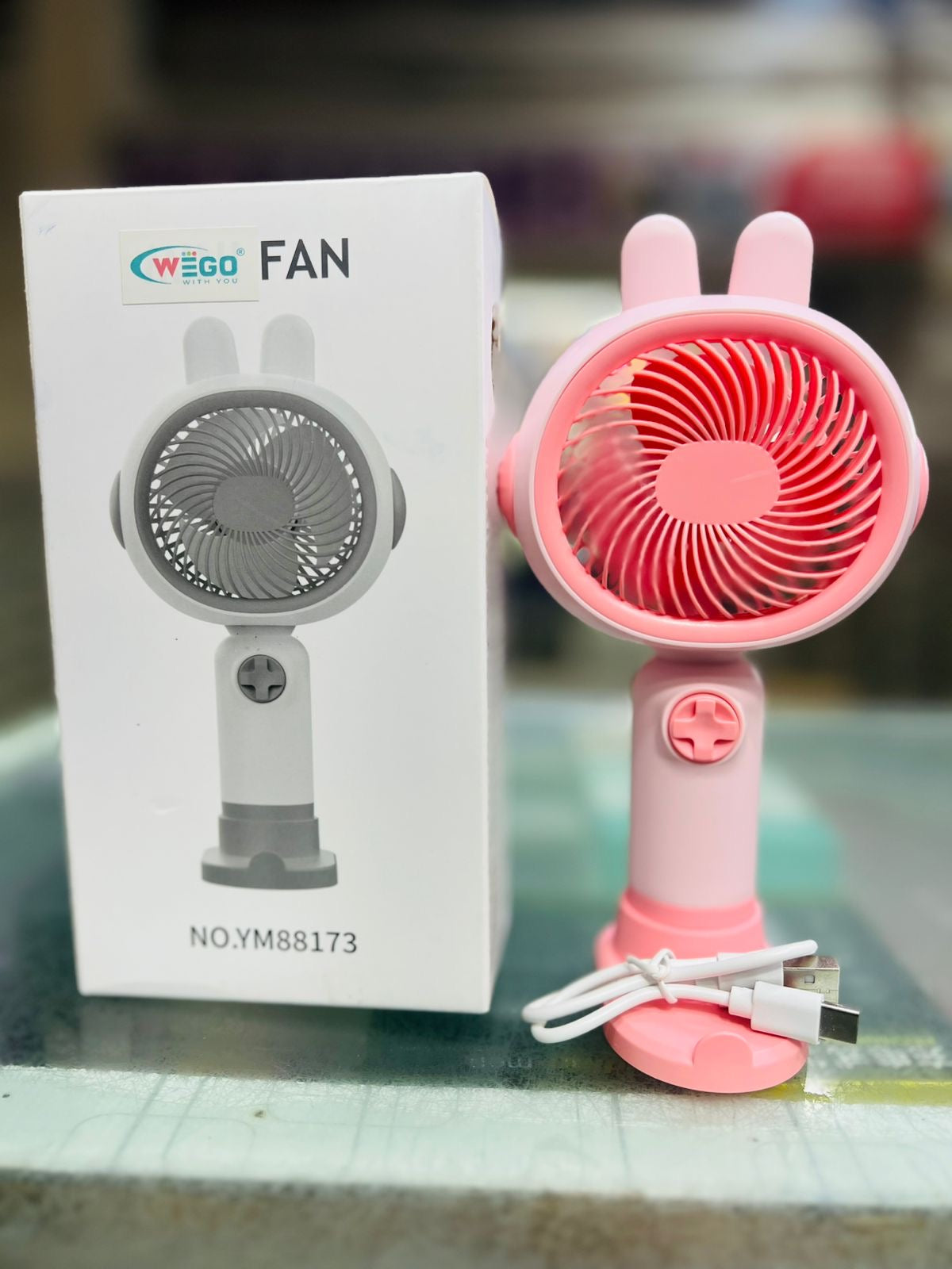 WEGO No. 88173 Rechargeable Portable Fan | USB Charging Mini Desk Fan