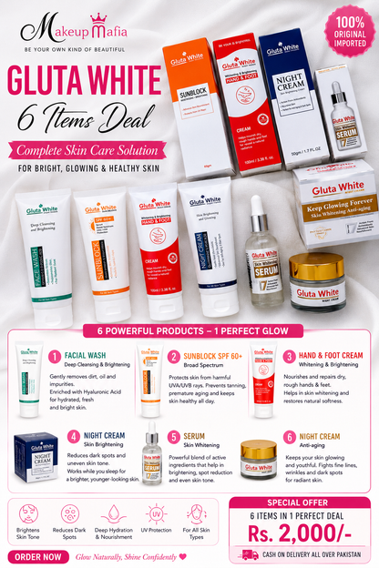 Gluta White 6 Items Complete Skin Care Deal