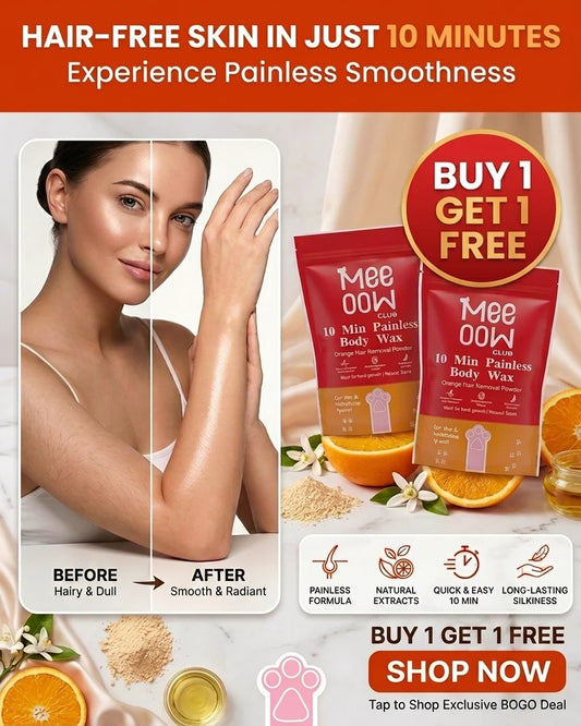 Mee Oow Club 10 Min Painless Hair Removal Powder – Orange  100 gram (buy 1 get 1 free)